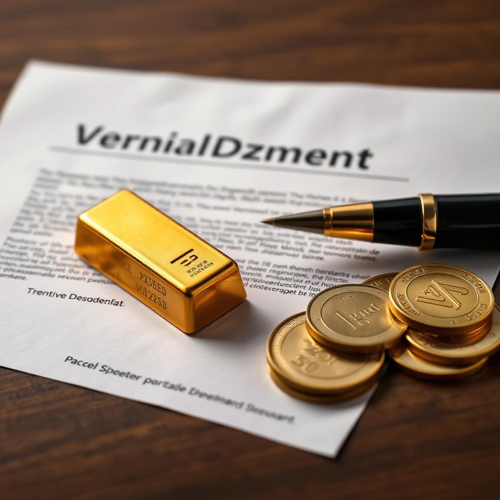 Goldbarren und Goldmünzen neben Vertragsdokument mit Stift auf dunklem Holz – Goldsparplan kündigen pausieren Ratgeber 2026